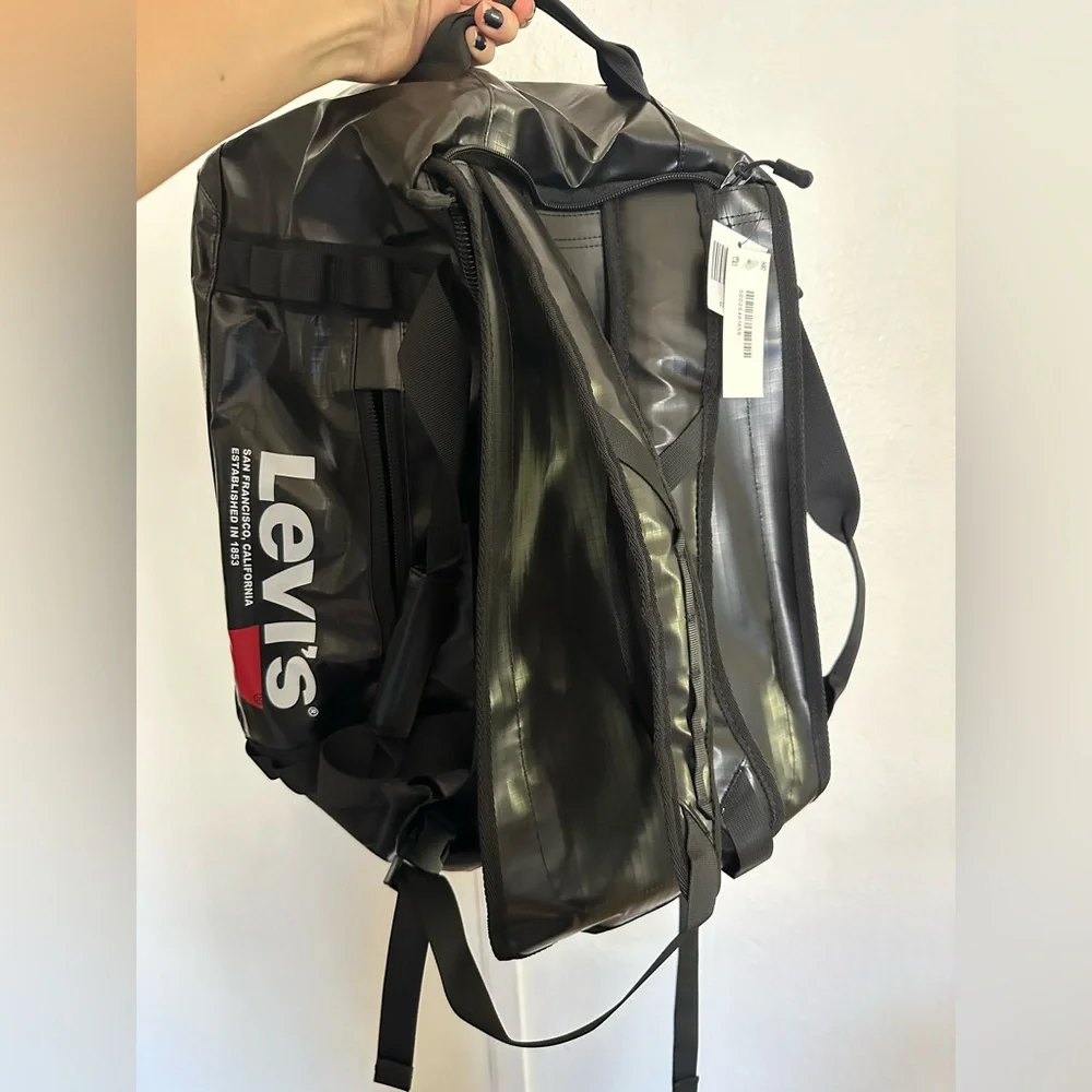 Levi’s black duffel bag backpack